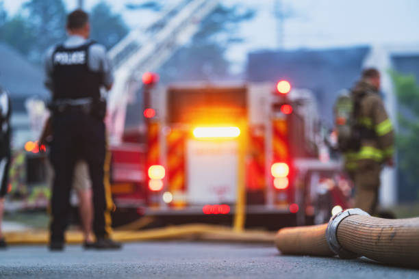 Police and firefighters on the scene of an incident.